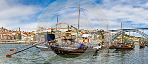 Porto and old  traditional boats