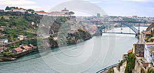 Porto Oporto downtown with Monastery of Serra do Pilar and Douro river