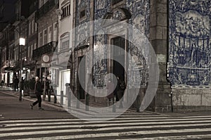 Porto,Portugal-06/02/2020:Capela das Almas,Chapel of Souls,or Santa Catarina`s Chapel,the church of Porto famous for its azulejos