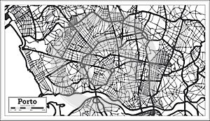 Porto Portugal City Map in Retro Style. Outline Map