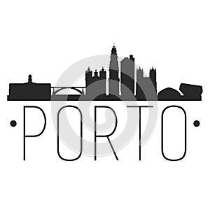 Porto Portugal. City Skyline. Silhouette City. Design Vector. Famous Monuments.