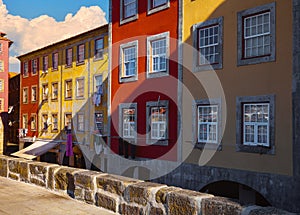 Porto Portugal. Cosy street with traditional colorful