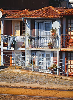 Porto Portugal. Cosy street with traditional houses