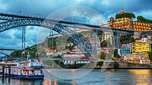 Porto, Portugal: the Dom Luis I Bridge and the Serra do Pilar Monastery on the Vila Nova de Gaia side