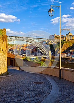 Porto Portugal. Evening sunset picturesque view form the old