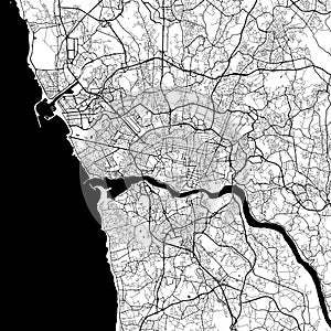 Porto, Portugal Monochrome Black and White Minimalist Street Road Aesthetic Decoration Map