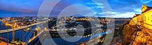 Porto Portugal night panorama city skyline