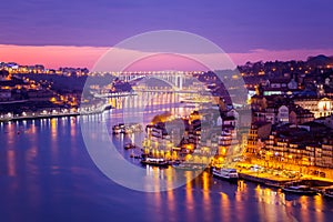 Porto, Portugal old city skyline from across the Douro River, be