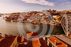 Porto, Portugal, old town colorful buildings of Riberia district and the Douro River