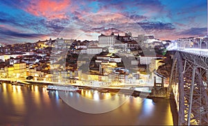 Porto, Portugal old town on the Douro River. Oporto panorama