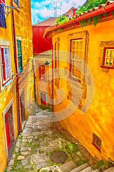 Porto, Portugal old town narrow street view