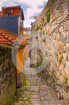 Porto, Portugal old town narrow street view