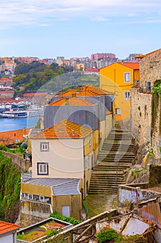 Porto, Portugal old town narrow street view