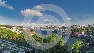 Porto, Portugal old town skyline on the Douro River timelapse