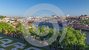 Porto, Portugal old town skyline on the Douro River timelapse hyperlapse