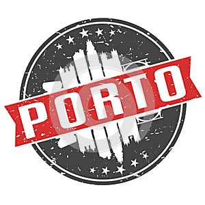 Porto Portugal Round Travel Stamp. Icon Skyline City Design. Seal Tourism Ribbon Badge Illustration Vector.