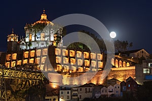 Porto, Portugal - September 12, 2019 - Full moon rising over the Mosteiro da Serra do Pilar