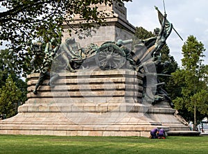 Porto, Portugal. Unrecognizable people working on Monumento aos HerÃÂ³is da Guerra Peninsular photo