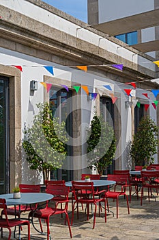 Porto restaurant with San Juan festival flags decorations