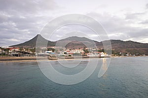 Porto Santo island, view to its highest mountain Pico do Facho and capital city Vila Baleira. photo