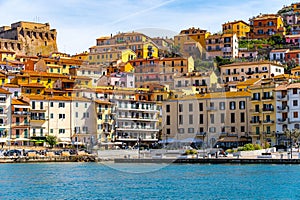 Porto Santo Stefano, Monte Argentario, Tuscany, Italy, beautiful buildings, city generic architecture on mountain