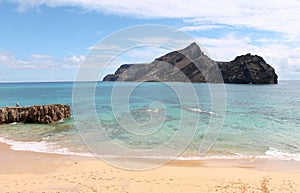 Porto Santo warm bright waters, near Islet of Cal, Calheta beach photo