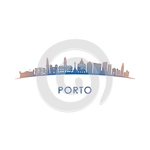 Porto skyline silhouette.