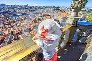 Porto skyline woman photo