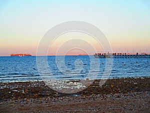 Porto South Beach, Sea, Sky, Pure water, Ships, Nature, Green trees, Flowers, and Sunrise in Ain Sokhna in Egypt