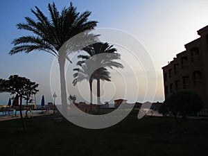 Porto South Beach, Sea, Sky, Pure water, Ships, Nature, Green trees, Flowers, and Sunrise in Ain Sokhna in Egypt