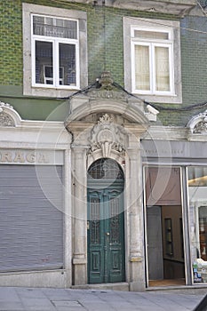 Porto, 22th July: Historic House facade from Rua de Mouzinho da Silveira Street in Downtown of Porto in Portugal