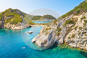 Porto Timoni is an amazing beautiful double beach in Corfu, Greece