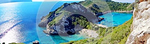 Porto timoni blue lagoon coast landscape ionian sea on Corfu isl