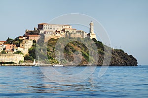 Portoferraio, Elba island, Italy. Sea view of Portoferraio and his lighthouse