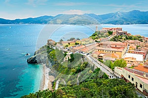 Portoferraio in Elba Island, view from the fortress walls, Tuscany, Italy