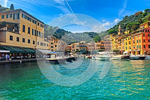 Portofino fishing village on a summer day,Cinque Terre,Italy