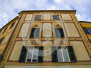 Portofino,Genoa,Italy on April3,2023:Beautiful colourfully painted buildings