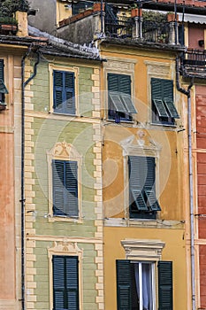 Portofino,Genoa,Italy on April3,2023:Beautiful colourfully painted buildings