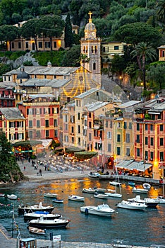 Portofino harbour  village in summer time ,fisherman village , touristic season