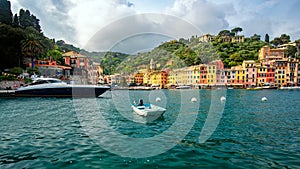 Portofino harbour  village in summer time ,fisherman village , touristic season