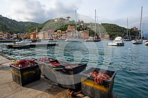 Portofino harbour  village in summer time ,fisherman village , touristic season