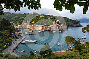 Portofino harbour  village in summer time ,fisherman village , touristic season