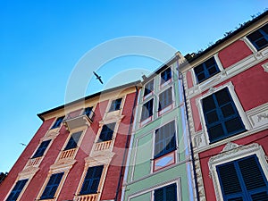 Portofino pictoresque village Italy colorful buildings painted houses