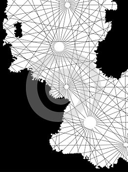 Portolan map, two continents and a sea