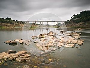 Portomarin vacuum reservoir, Lugo, Spain. photo