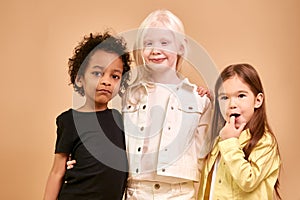 Portrait of adorable diverse children isolated