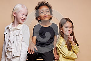 Portrait of adorable diverse children isolated