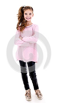 Portrait of adorable smiling little girl child isolated