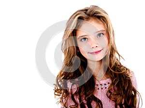 Portrait of adorable smiling little girl child isolated