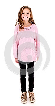 Portrait of adorable smiling little girl child isolated